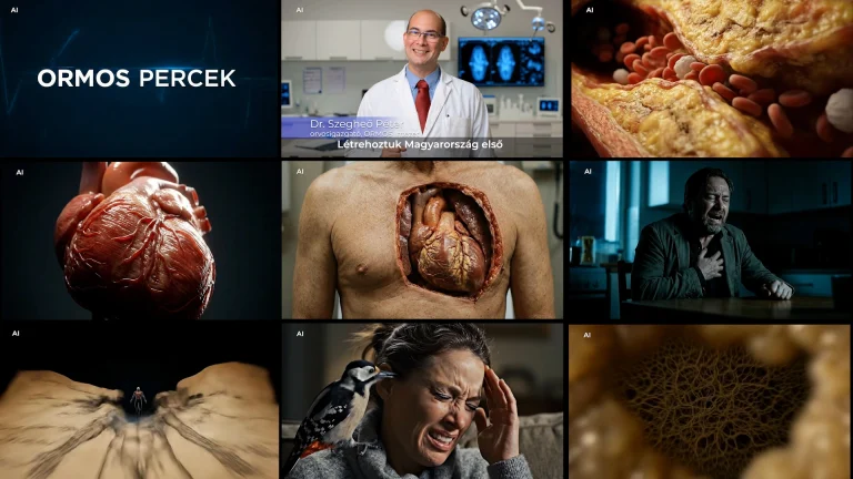 Montage of the World's First AI Medical TV Series for Ormos Institute featuring Dr. Peter Szegheo's digital twin and hyper-realistic AI anatomy visualization by VAI Motion.